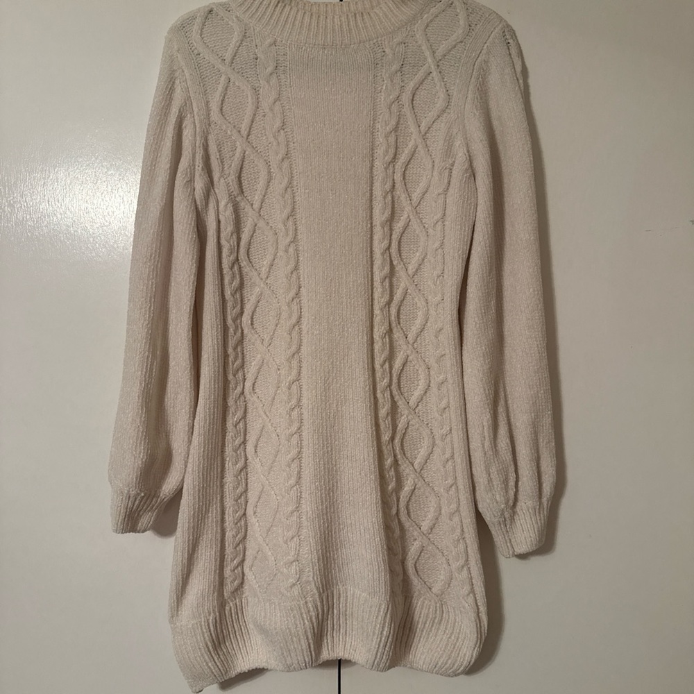 Allison Brittney Cream Cable Knit Turtleneck Sweater